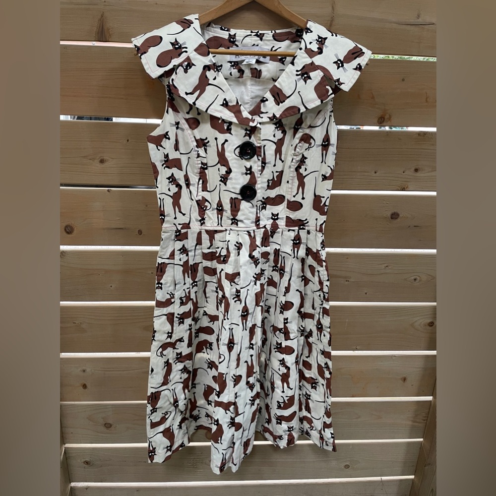 Siamese Cat vintage inspired dress size S BeeBop&Wally NYC